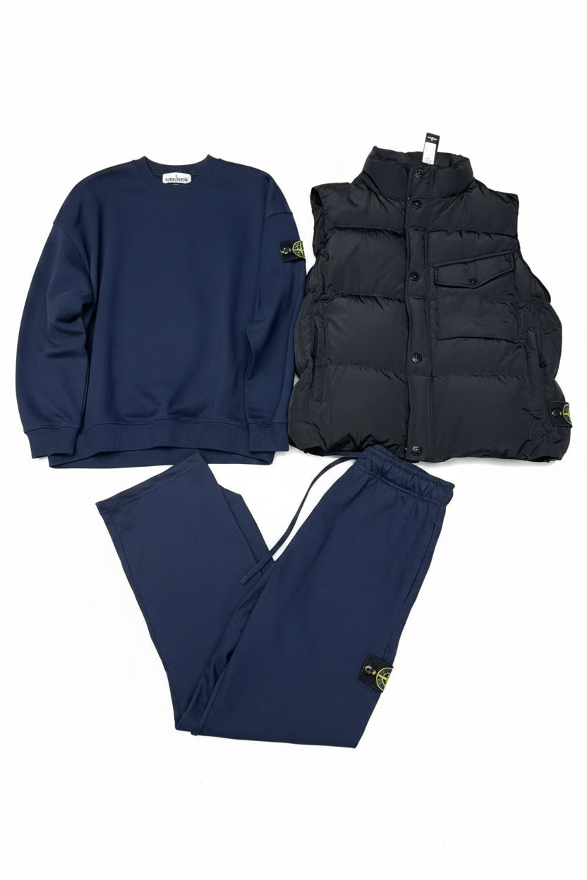 Ensemble stone island bleu marine new model 3 pieces