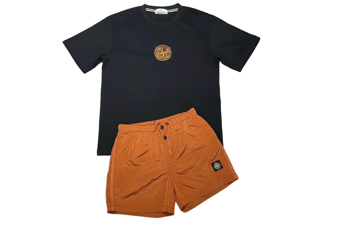 Ensemble stone island orange et noir