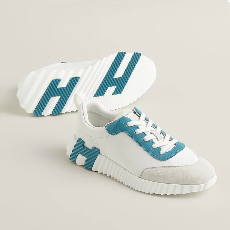 Sneakers hermes boucing new model blanc bleu crocodile