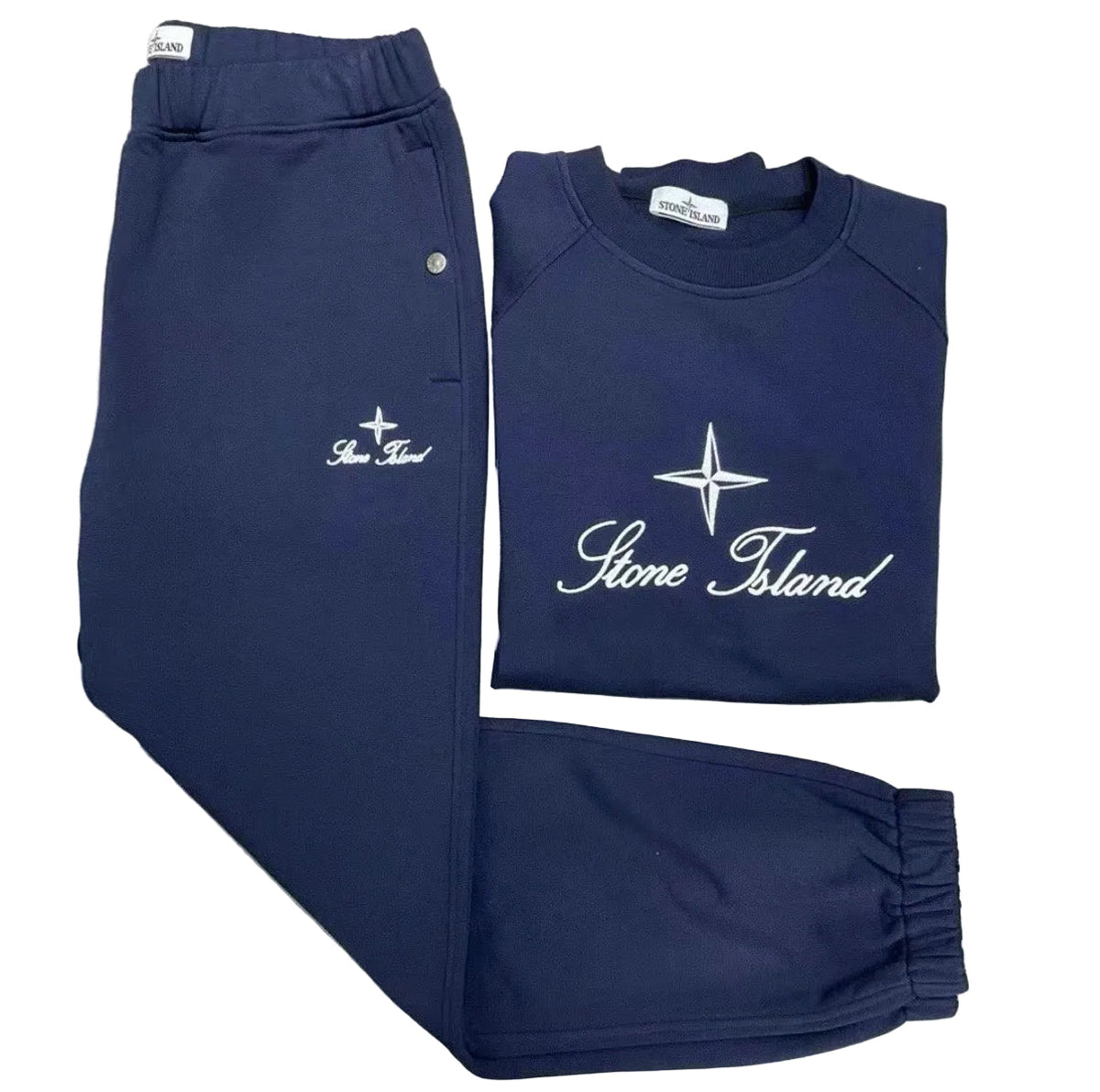 Survêtement stone island bleu marine coton