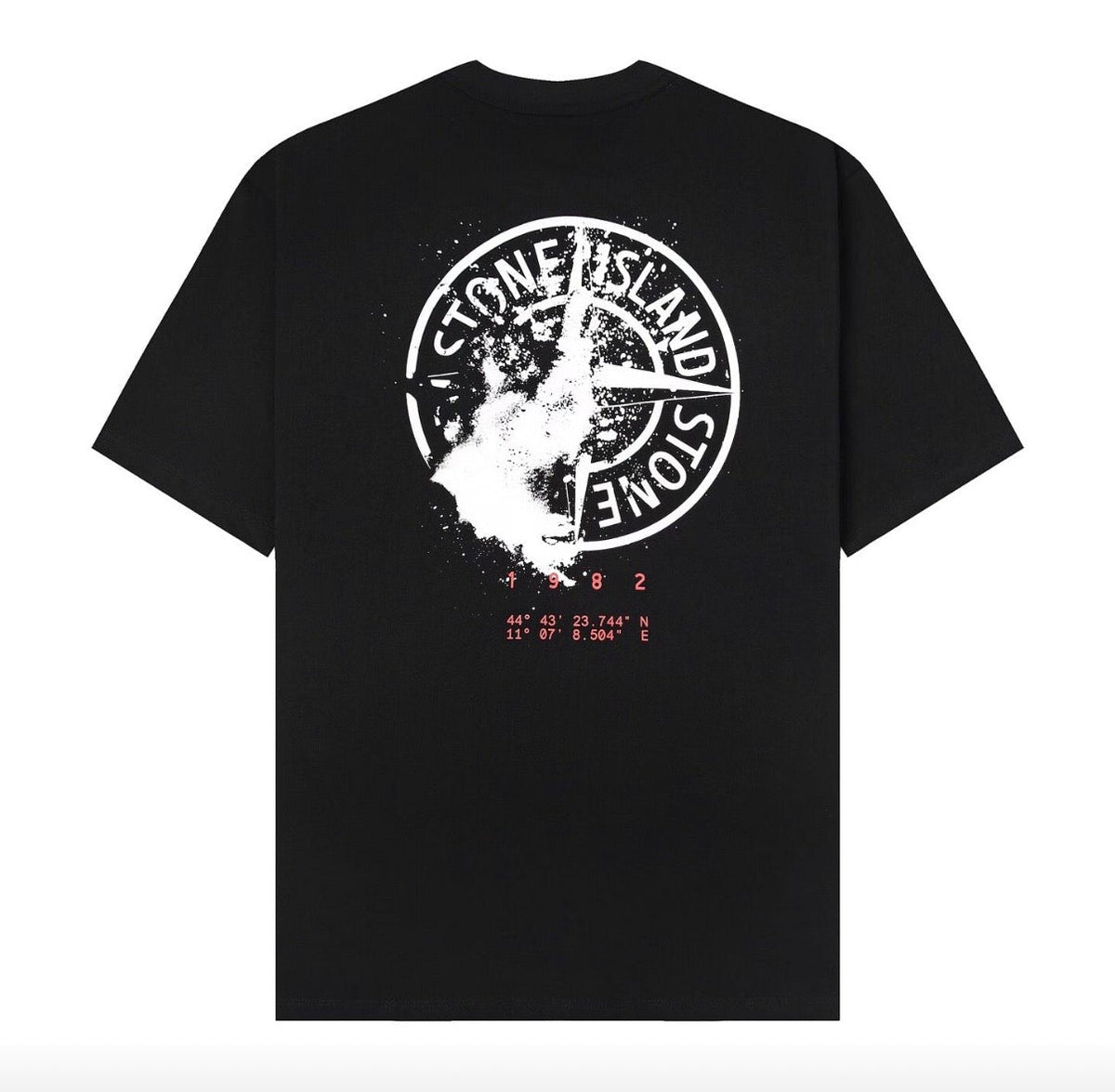 Tee shirt stone island noir et rouge boussole