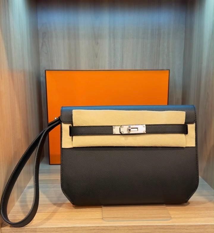 Pochette Kelly noir boucle argenté full qualité