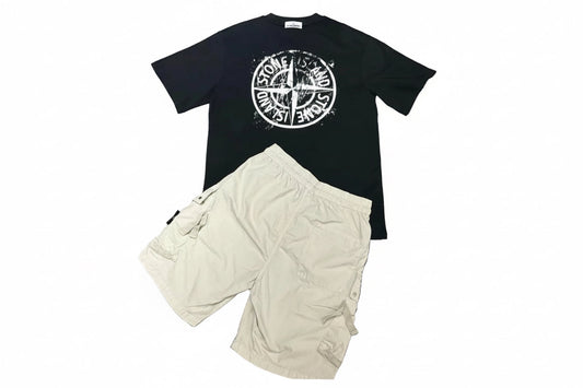 Ensemble stone island noir et beige