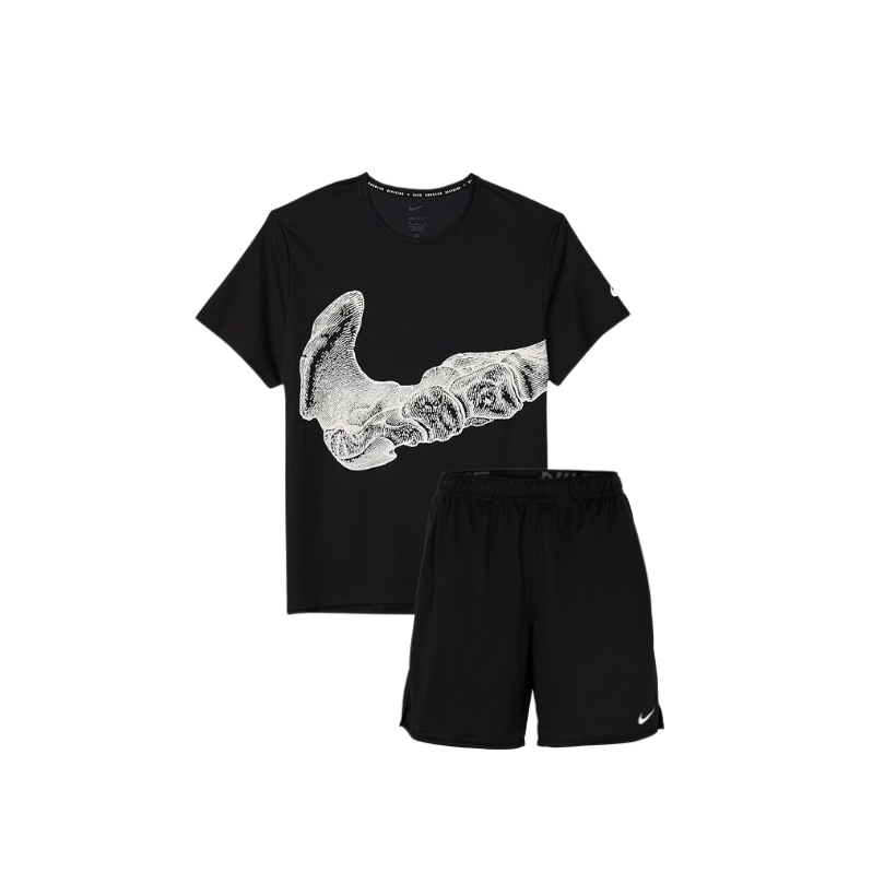 Run Division - T-shirt à imprimé graphique os - Noir
