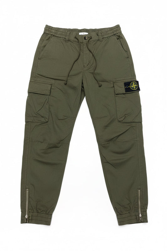 Cargo stone island kaki fermeture éclair en bas