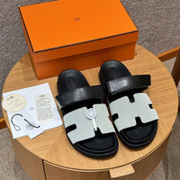Sandales Chypre Hermès Noir & Blanc Crème